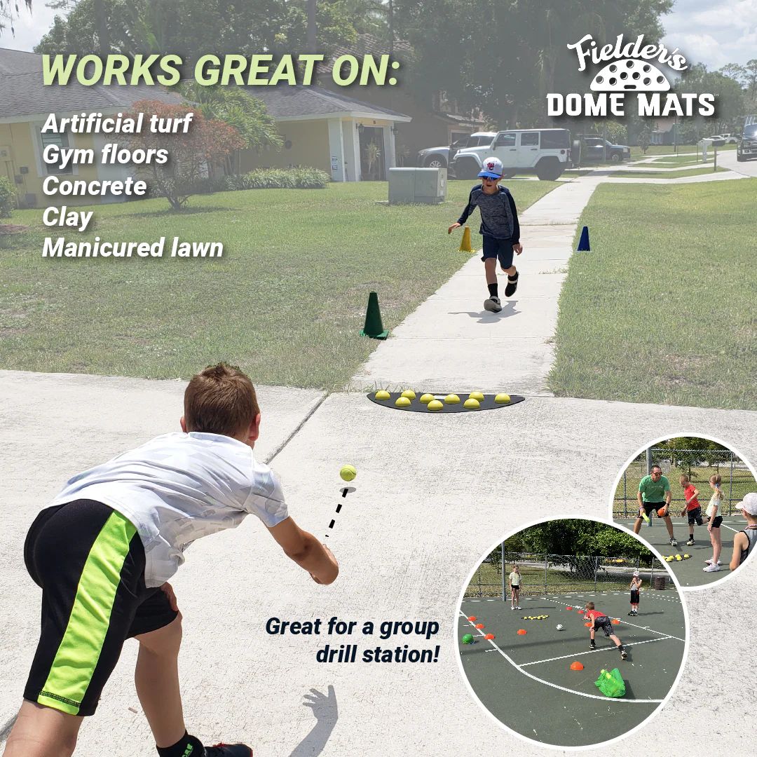 Baseball fielding trainer designed to challenge infielders with unpredictable hops to improve defensive readiness.