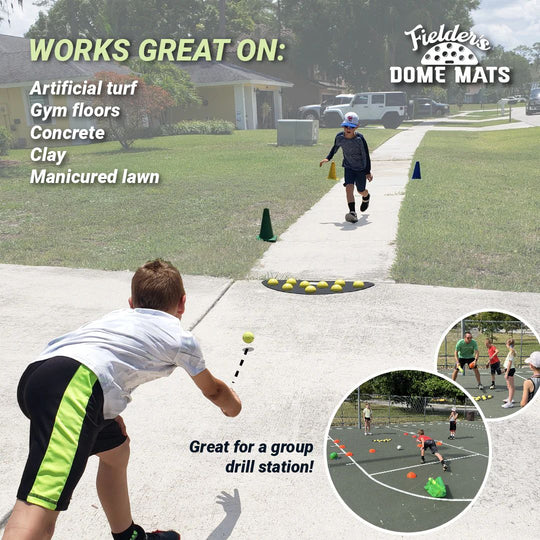 Baseball fielding trainer designed to challenge infielders with unpredictable hops to improve defensive readiness.