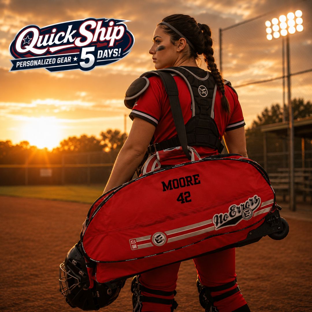 Customized catcher bag ships in 5 days or less from No Errors Quick Ship program