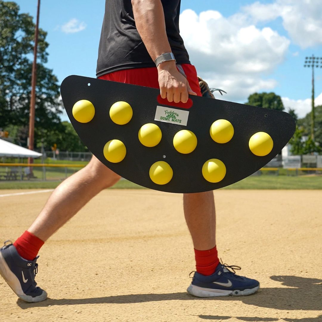 Fielder’s Dome Mats fielding training aid designed to improve defensive reactions for baseball and softball players at all levels.