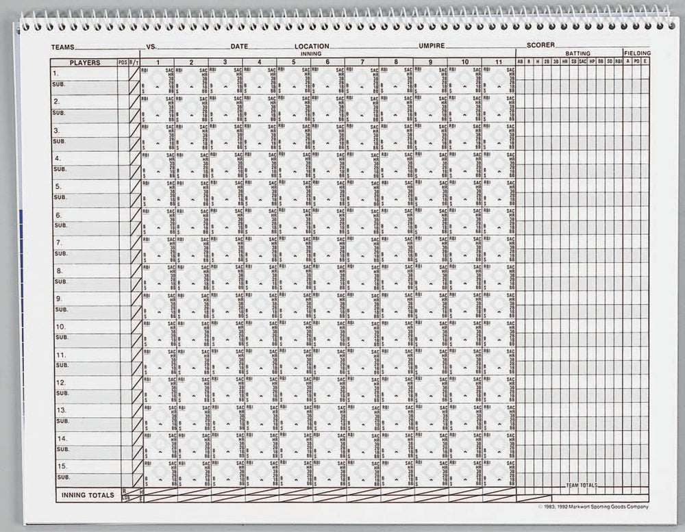 Markwort Baseball & Softball Scorebook - 23 Games