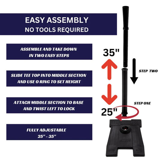 Rotor System USA Pro Series Adjustable Baseball / Softball Batting Tee -  Black Base