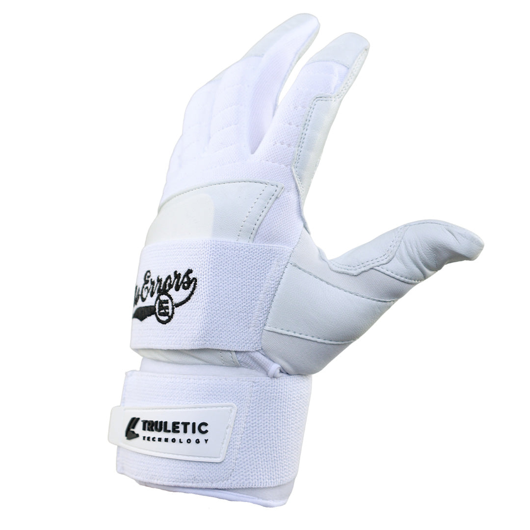 Angled view of Dillo protective batting gloves built for baseball and softball hitters