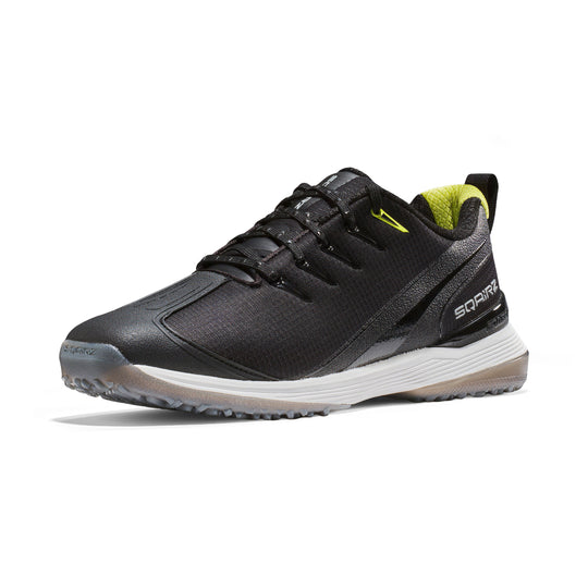 SQAIRZ GFP2 women's softball black turf shoes in white and neon for turf fields batting cages and softball training