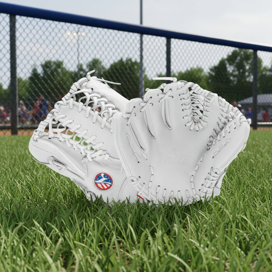 Valle glove training mitt in the outfield