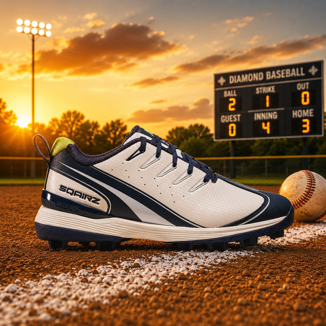 Wide toe box stabilizes the foot for youth softball and baseball 
