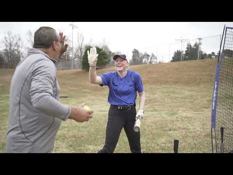 Video of softball hitter practicing 
