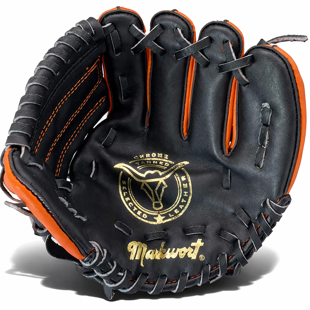 Markwort 9" T-Ball Baseball Glove – Right Hand Throw, Orange/Black