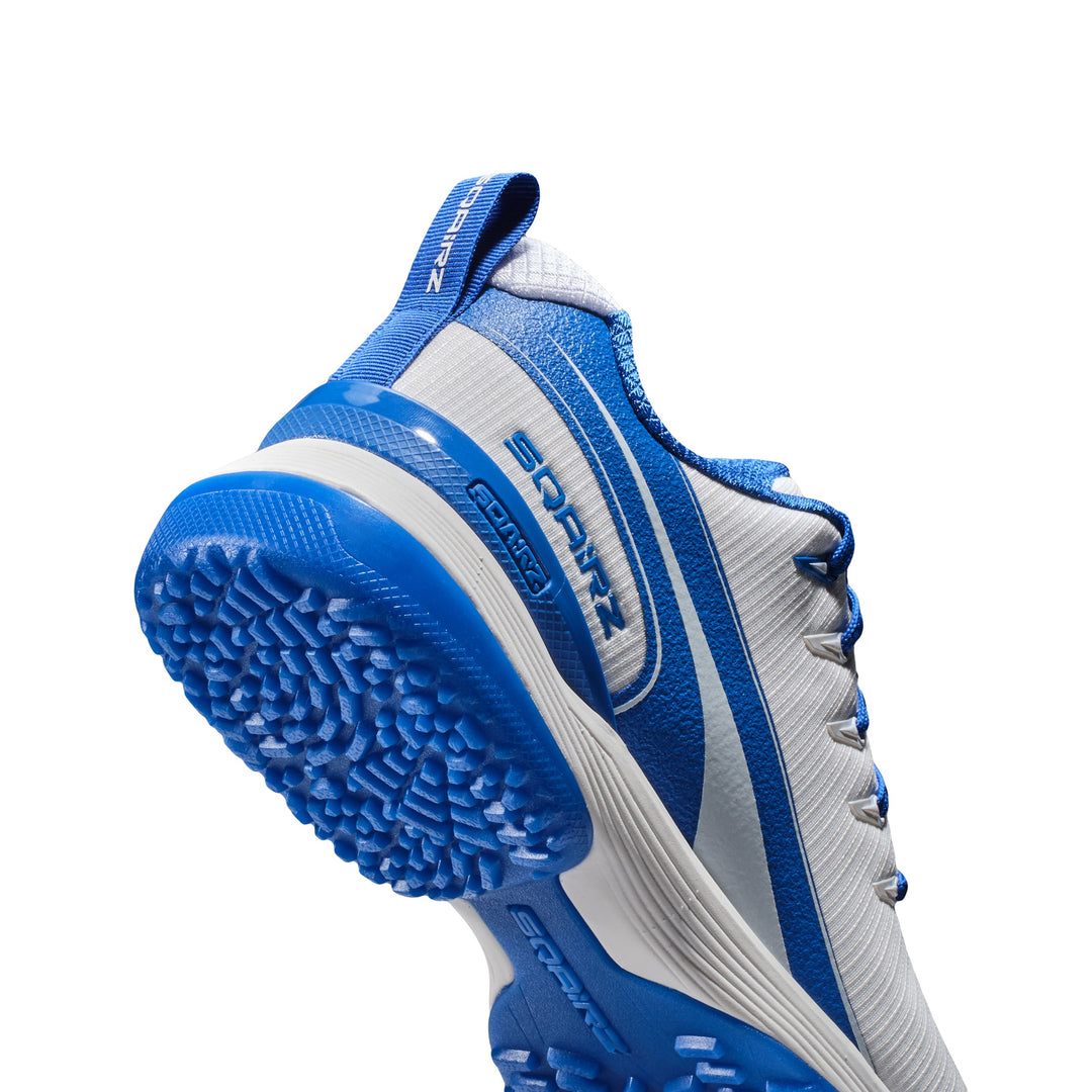 Close-up of the SQAIRZ youth baseball and softball turf shoe heel cup, engineered to provide a secure fit, all-day comfort, and stability during quick cuts, pivots, and explosive movements.