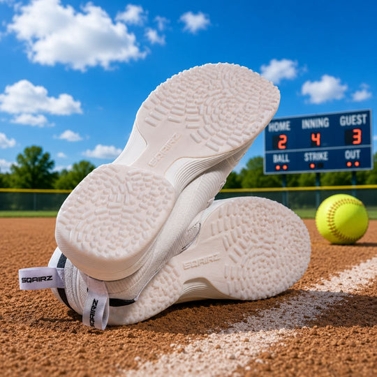 SQAIRZ youth baseball and softball turf shoe outsole with advanced traction pattern for synthetic turf, training, and game-day performance.