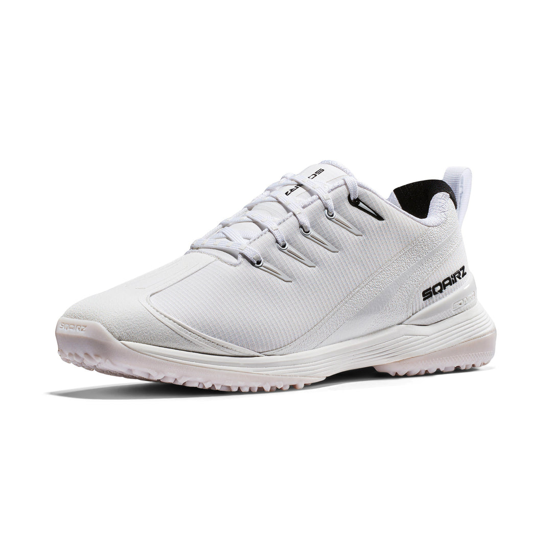 Detailed view of the SQAIRZ wide toe box design that promotes balance, stability, and comfort for youth baseball and softball players during training and competition.