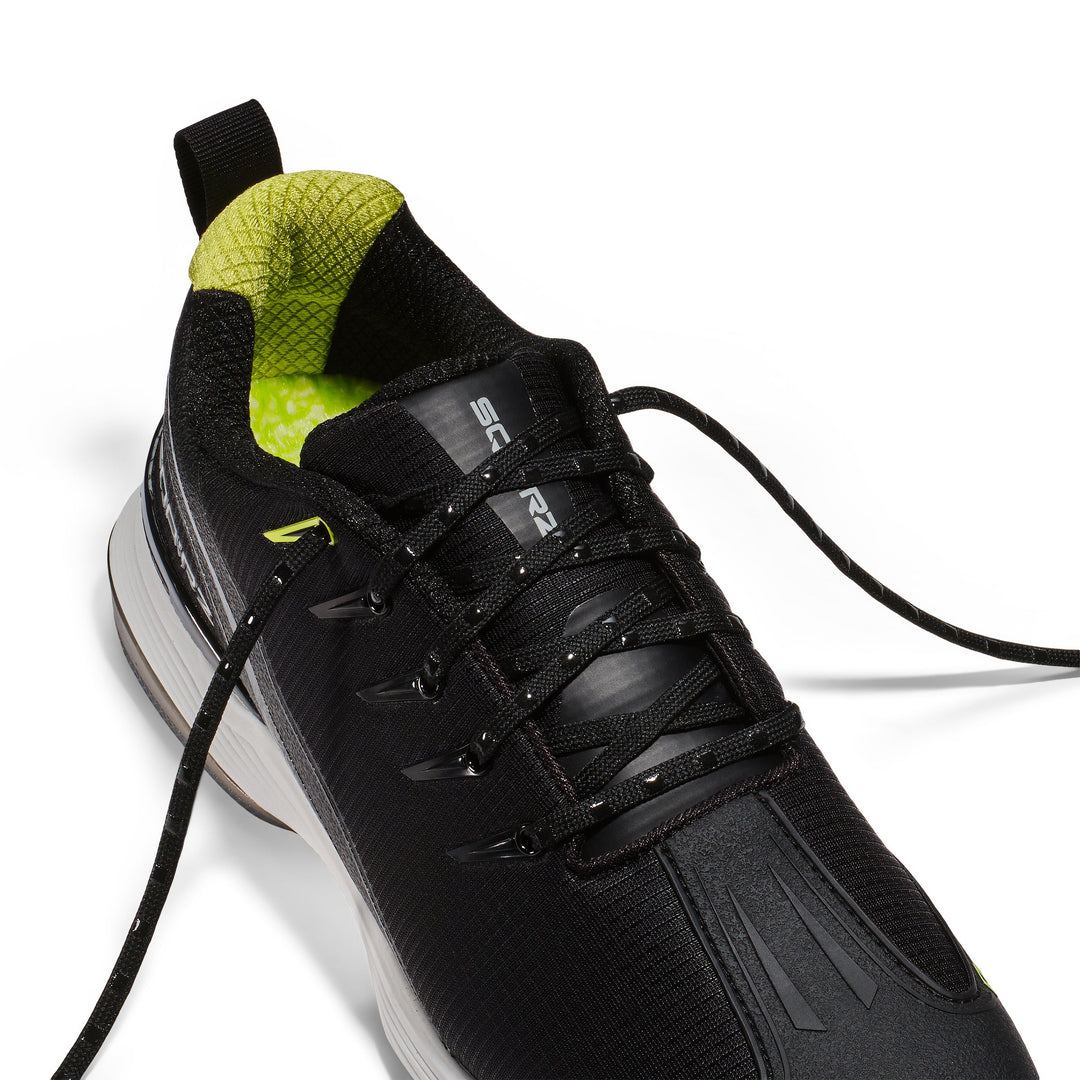 Black SQAIRZ Sta-Put Laces are specially designed shoelaces featuring raised silicone squares.