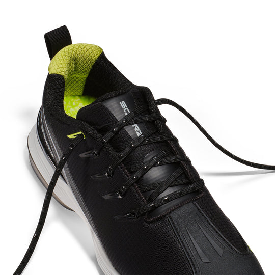 Black SQAIRZ Sta-Put Laces are specially designed shoelaces featuring raised silicone squares.