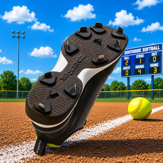 softball metal cleats underside detail 